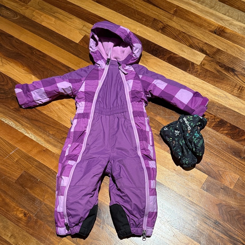 REI toddler Purple Snowsuit with Mittens